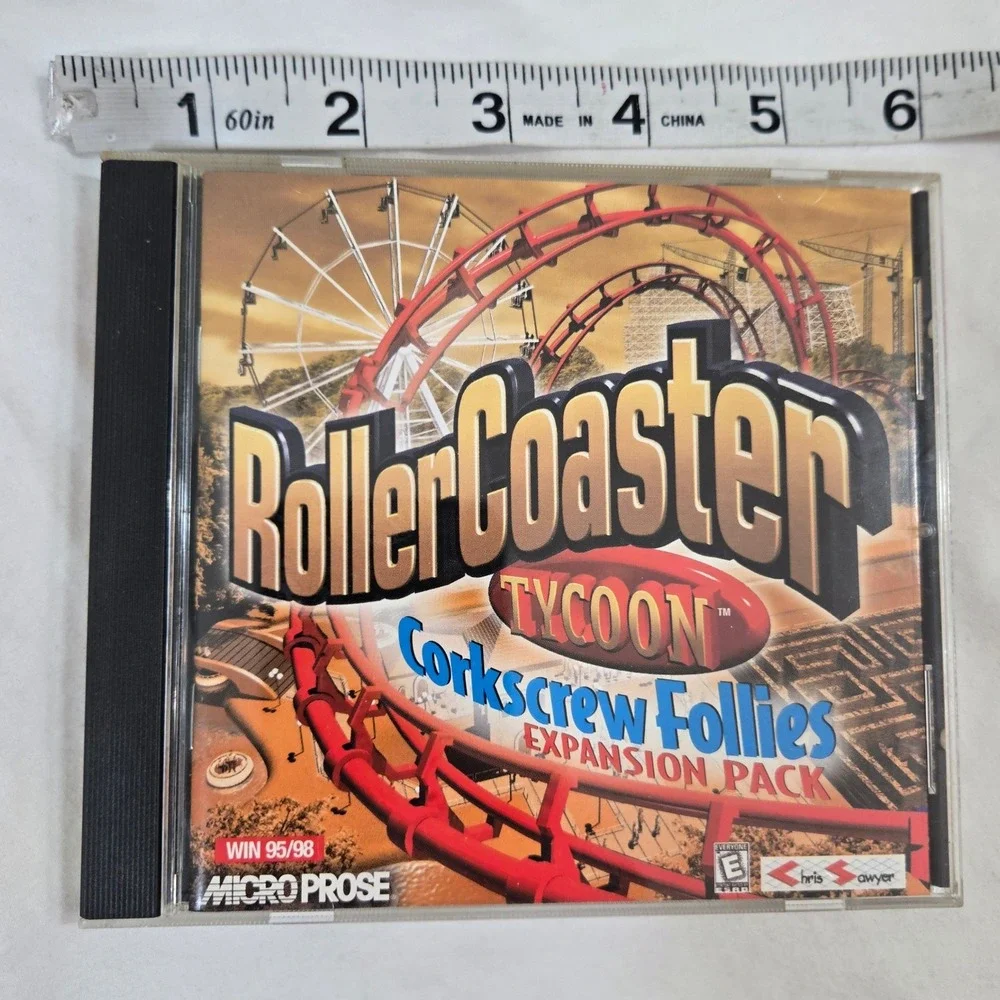 RollerCoaster Tycoon Corkscrew Follies PC Game 1999 Expansion Windows 95 98 VTG